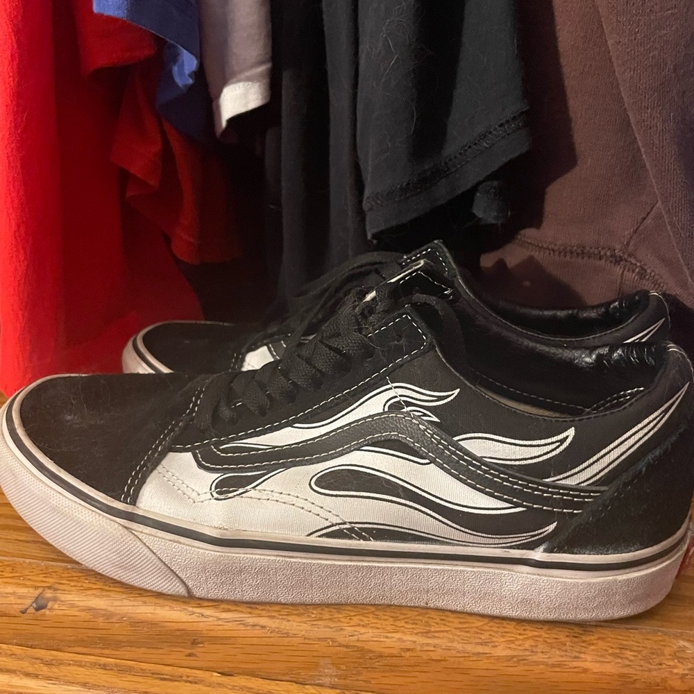 Vans Black and White Flame Women's Shoes